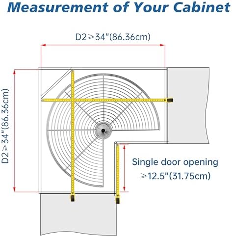JOWBOOW Kidney Shape 32" Corner Cabinet Lazy Susan, Replacement Shelves - Image 4