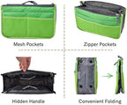 Vercord Purse Organizer Insert for Handbags Bag Organizers Inside Tote Pocketbook Women Nurse Nylon 13 Pockets Green Large - Image 4