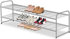 AOODA 2 Tier Long Metal Shoe Rack for Closet Wide Stackable Shoe Storage Organizer 18-Pairs Low Small Sneaker Rack for Entryway, Bedroom, Garage, Grey by AOODA