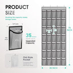 WVM Over the Door Shoe Organizer with 35 Breathable Mesh Pockets, Hanging Shoe Organizer for Door with 4 Metal Hooks, Large Capacity Closet Storage for Shoes, Accessories, Grey - Image 3