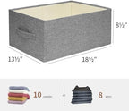 Linen Folding Storage Bins, 3 Pack Large Storage Baskets, Washable, Clothing Storage Bins with Handle, Closet Organizer for Storage Sweater,Sheets(dark grey, 18½"x13½x8½) - Image 2