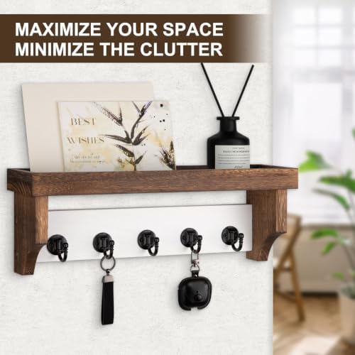 Key and Mail Holder Wall Mount, Mail Organizer with 5 Key Hooks - Image 3