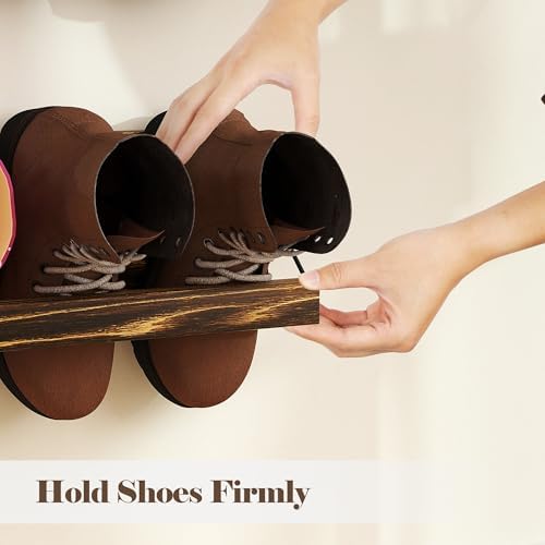 Nisorpa 20 Inches Wall Mounted Shoe Rack, Rustic Burnt Wood, 2 Pack - Image 7
