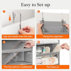 Lifewit 1 Pack Over the Door Organizer, Clear Window Hanging Storage with 4 Side Pockets, Anti Tilt 40 lbs Load Behind Door for Pantry, Nursery, Bathroom, Bedroom, Dorm, 5 Section, Gray - Image 7