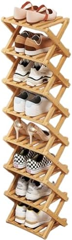 YYW Bamboo Shoe Rack, Foldable Vertical Free Standing Shoe Storage Shelf by YYW