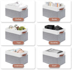 SNWDN 6 Pack Collapsible Fabric Storage Baskets with Handles (White/Grey 15''Lx10.2''Wx9''H) - Image 4
