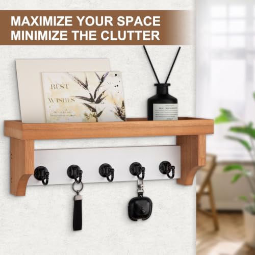 Key and Mail Holder Wall Mount, Mail Organizer with 5 Key Hooks - Image 3