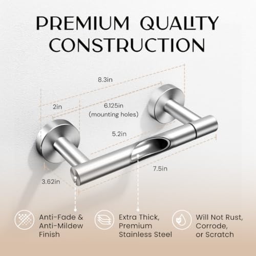 Day Moon™ - Toilet Paper Holder - Modern Roll Holder for Bathroom - 2 Pack - Wall Mount, Brushed Nickel - Image 2