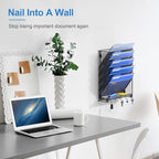 OUTWOLF Hanging Wall File Organizer with Hooks, 6 Tier Vertical Wall Mount File Holder, Paper Document Mail Organizer for Office, Pack of 2 - Image 2