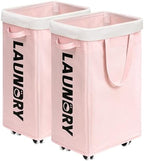 CHICVITA 75L Laundry Hamper with Wheels 2-Pack, Wash Bags, Pink by CHICVITA