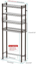 Hodonas Over Toilet Storage Shelf, Espresso, 26.97" x 9.84" x 67.32" - Image 3