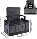 60L Foldable Seatable Camp Box Storage Bins w/Lids Trunk Organizer(Black) - Image 3