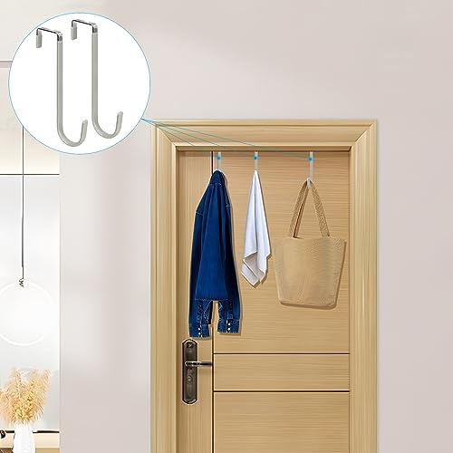 FYY Over the Door Hooks, Single-Hanger 4 Pack, Fits Doors 1.6" Grey - Image 6