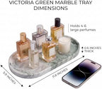 YKAJO Victoria Green Oval Marble Tray, 11.8x5.9 Vanity Perfume Organizer - Image 3