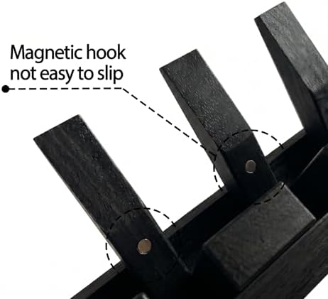 Modern Rustic Wood Coat Rack Wall Mount with Shelf, 7 Hooks, Black - Image 5