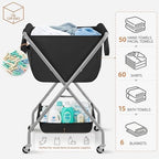 STORAGE MANIAC Collapsible Laundry Cart with Wheels 35.6"H Removable Canvas Bag Rolling Laundry Hamper Clothes Basket with Wheels, Sturdy Steel Frame Folding for Small Narrow Space Easy Storage, Black - Image 4