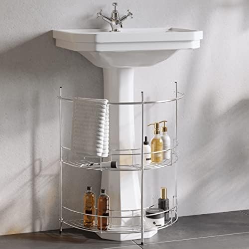 Lavish Home Pedestal Sink Organizer, Silver, 21.25” x 11” x 23.25” - Image 4