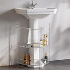 Lavish Home Pedestal Sink Organizer, Silver, 21.25” x 11” x 23.25” - Image 4