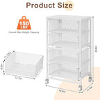 4-Drawer Rolling Storage Cart, Utility Cart with Drawers, White Metal Craft Cart Organizer with Wheels & Wooden Top, Art Supply Storage Organizer for Classroom, Office, Kitchen,Patent Pending - Image 3