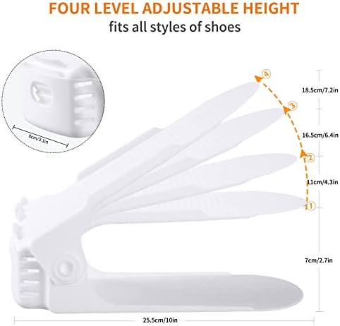 Antigo Shoe Slot Organizer 20 Pack - Adjustable Shoe Stacker for Closet Storage, Space Savers 50%, Double Layer Stackable Shoe Holder Rack for Sneakers Heels and Flat(White) - Image 3