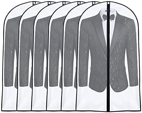 Garment Bags for Hanging Clothes 24'' x 40'' (Set of 6) suit bags for closet storage Covers for Closet with Study Full Zipper for Jacket Storage Clothes and Travel by UOUEHRA