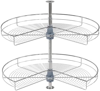 Dowell Base Cabinet Kidney Shape Dia.32 270° Lazy Susan, 2 Shelves, Kitchen Base Corner Cabinet Organizer (Chrome 4001 270 32) by DowellKitchenBath