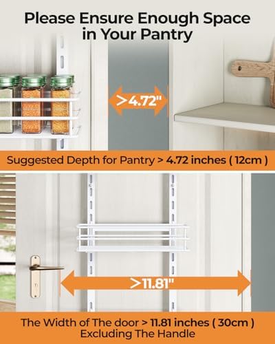 5-Tier Narrow Pantry Door Organizer,Over the Door Pantry Organizer,White - Image 4