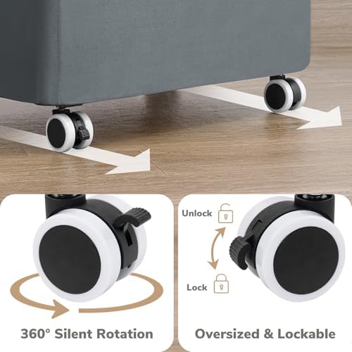 Goodpick 100L Large Rolling Laundry Basket with Wheels and Lid, Gray - Image 4