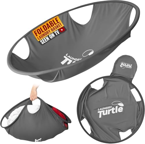 Laundry Turtle Collapsible Laundry Basket for Washer & Dryer (Grey, Large) by LaundryTurtle