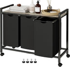 Laundry Hamper, Laundry Basket, Laundry Sorter with 2 Pull-Out and Removable Bags, Shelf, Laundry Room Storage with Table, for Bathroom, Bedroom, 3 x 10.5 Gal (40L), Greige by HOME