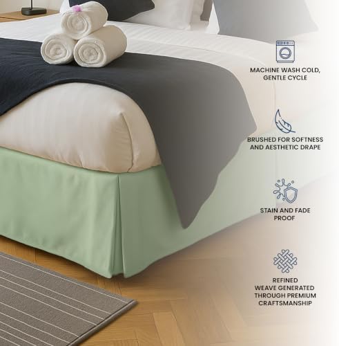 King Bed Skirt, Hides Under-Bed Storage 16 Inch Drop, Pleated, Sage - Image 5
