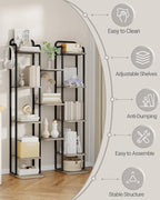 Hzuaneri 8 Tiers Vertical Shoe Rack, Narrow Shoe Tower, Tall Shoes Shelf with 2 Hooks, Adjustable Shelves, Corner Shoes Shelves for Small Spaces, Entryway, Living Room, Greige SR04305B - Image 7