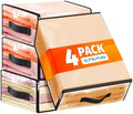 SpaceWhisper Clear Sheet Storage Bags, 4 Pack, 17.7 x 15.7 x 7.9 in | Sheet organizers and storage, zippered closure, thick plastic, reinforced handles, clothes, blankets, under-bed storage by Unknown