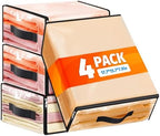 SpaceWhisper Clear Sheet Storage Bags, 4 Pack, 17.7 x 15.7 x 7.9 in | Sheet organizers and storage, zippered closure, thick plastic, reinforced handles, clothes, blankets, under-bed storage by Unknown