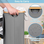 efluky Slim Laundry Basket with Wheels, Narrow Rolling Laundry Hamper with Lid and Removable Bag, Tall Aesthetic Dirty Clothes Hamper on Wheels for Laundry Room, Bedroom, Dorm and Bathroom, 75L Grey - Image 3