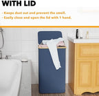 SpaceAid Laundry Hamper with Lid, 110L Large Tall Clothes Basket Bin with Bamboo Handles, Collapsible Laundry Hamper for Bedroom, Bathroom, Dorm, Laundry Room - Blue - Image 5