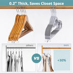 30-Pack Plastic Clothes Hangers, Space Saver, Non Slip, 360° Swivel Hook, 0.2 Inches Slim, Sturdy Heavy Duty Hangers for Coat, Durable Hangers for Suits, Light and Dark Gray - Image 7