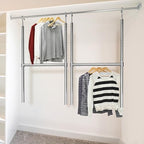 Simple Houseware Adjustable Closet Hanging Rod, Chrome - 2 Pack - Image 7