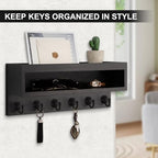 Key and Mail Holder Wall Mount with Long Storage Box and 6 Hooks - Image 3