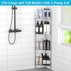 HuggieGems Metal Floor Standing Corner Shower Caddy, Gray, 4 Tier - Image 4