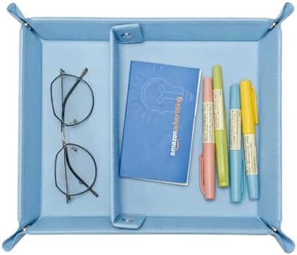 UnionBasic Medium Jewelry Tray for Rings Watches Earrings, Entryway Catchall Caddy for Coins Keys Change, Nightstand Bedside Valet Holder, Trays for Electronic Gadgets, Blue Plus - Image 7