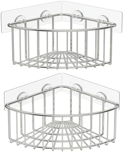 SMARTAKE 2-Pack Corner Shower Caddy Deep Basket, SUS304 Stainless Steel by SMARTAKE