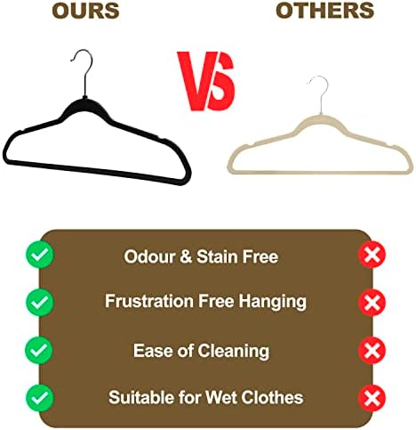 Quality Hangers 50 Pack Plastic Hangers for Clothes - Slim Non-Velvet Hangers with 360° Swivel Chrome Hook & Non Slip Notches - Ideal for Dresses Coats Shirts Jackets & More - Black - Image 4