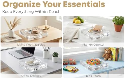 Clear Acrylic Catchall Tray - Decorative Jewelry Dish & Vanity Organizer for Keys, Rings, Earrings | Modern Minimalist Home Decor for Dresser, Nightstand, Entryway - Image 5