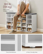 VASAGLE Shoe Bench with Cushion, 20 Compartments, 12 x 47.2 x 24.7 Inches - Image 5
