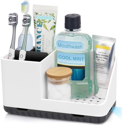 Toothbrush Holders for Bathroom Counter Organizer and Storage (White) by PARKMANI