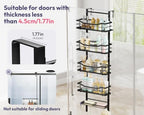 SWTYMIKI Over the Door Shower Caddy - 5 Tier Adjustable Shower Organizer Hanging with Soap Holder, No Drilling Stainless Steel Bathroom Rack Hanging for Body Wash, Shampoo, Soap, Razor, Black - Image 7