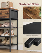 VASAGLE 4-Tier Shoe Rack, 2 Fabric Drawers, Steel Frame - Image 5