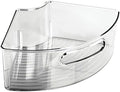 mDesign Plastic Lazy Susan Cabinet Storage Bin with Front Handle for Kitchen Countertop, Pantry, Shelf, Fridge Organization - Hold Food, Drinks, Snacks - Ligne Collection - Smoke Gray Tint by mDesign
