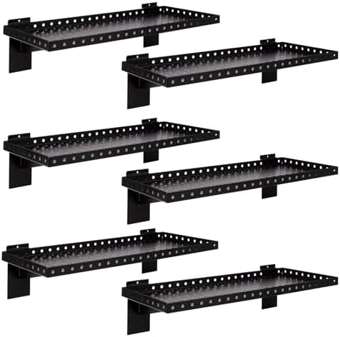 Slatwall Shelves 24x10 Inch, Slatwall Accessories for Retail, Garage, Home Storage, Heavy Duty Slat Wall Hanging Shelf (6, Black) by Unknown